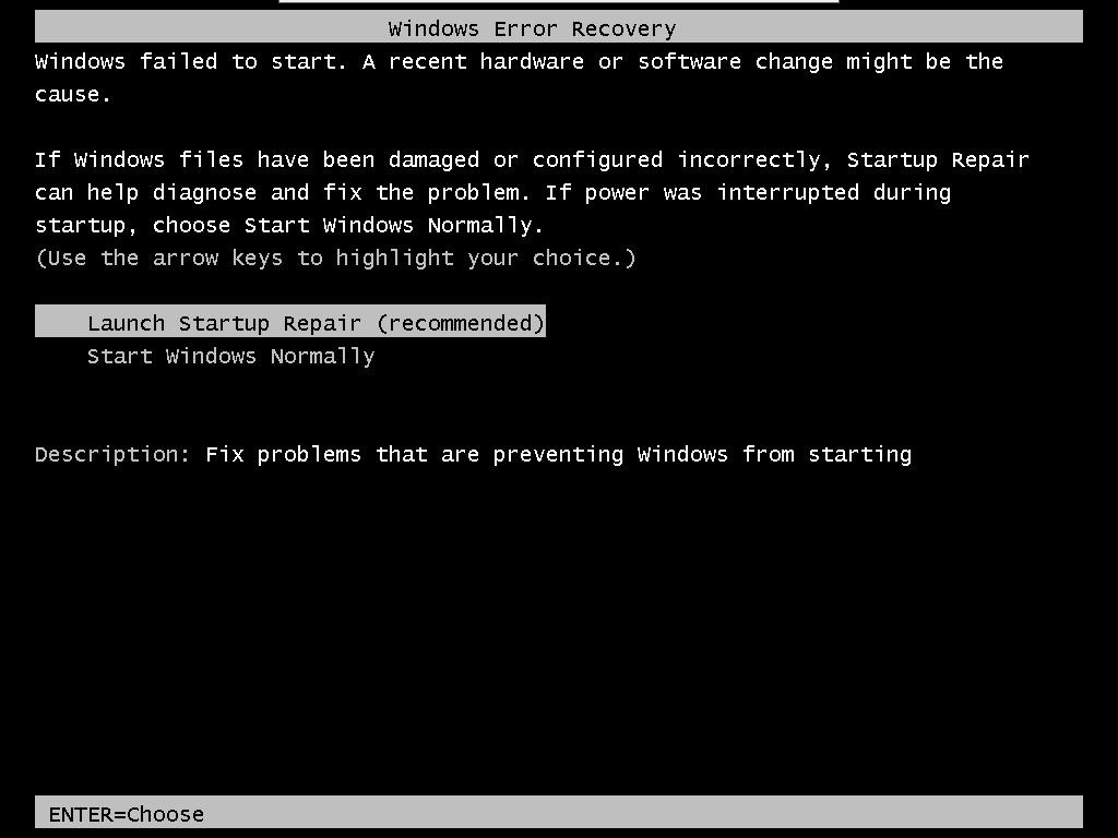 Error fatal de Windows 7 colgando sp1