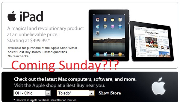 iPad Shopping Tip - Best Buy Saving Stock for Sunday April 18th (Rumor)