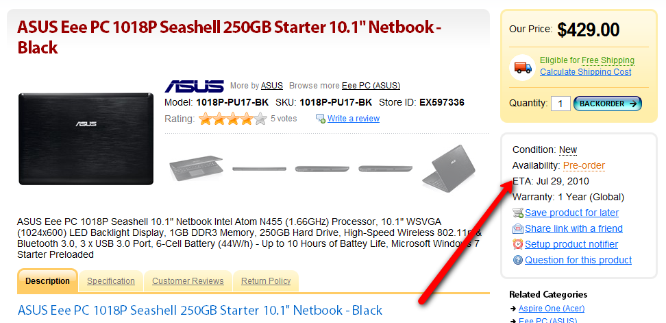 ASUS Eee PC 1016P and 1018P Finally Available for Pre-order