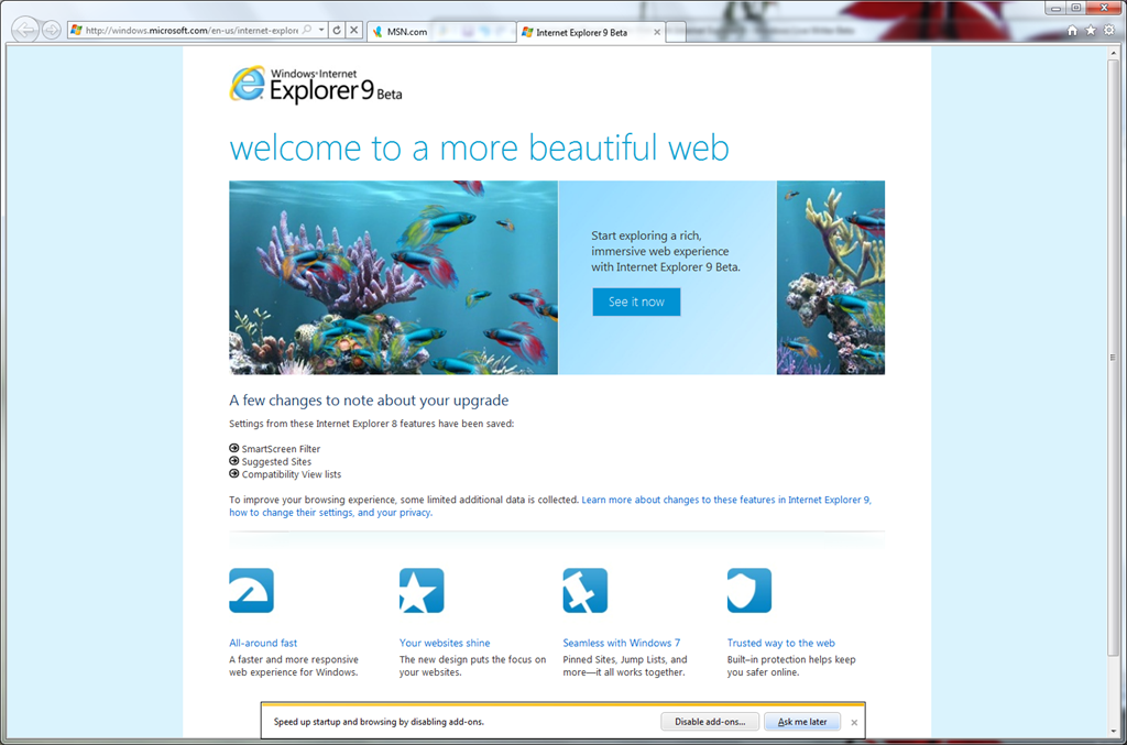 Internet Explorer 9 Beta Drops. It's Lean, Fast and Modern