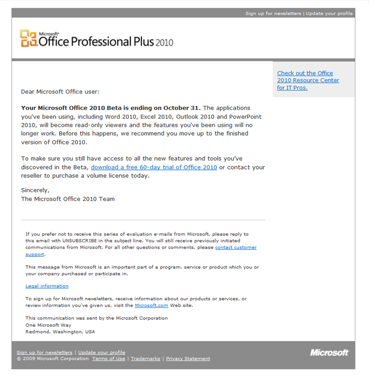 ms office 2010 professional plus trial