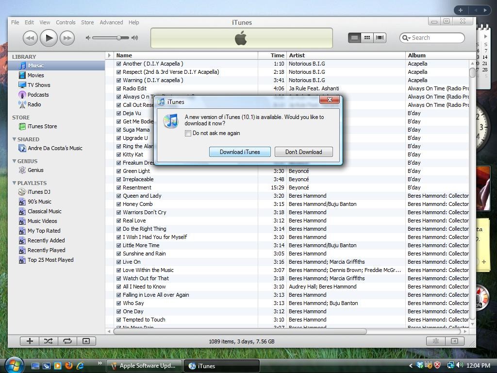 update itunes on windows 7