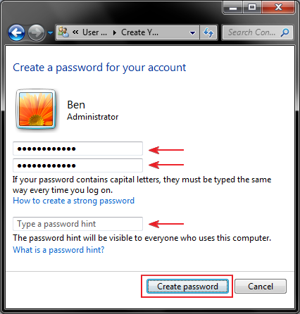 1.3 create password