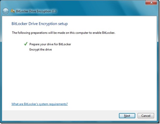 Bitlocker setup A