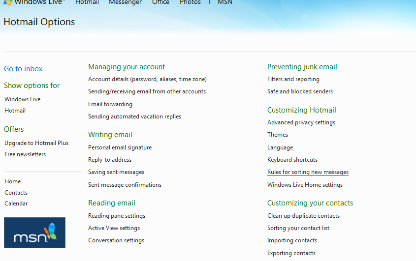 how to clean out a huge hotmail inbox