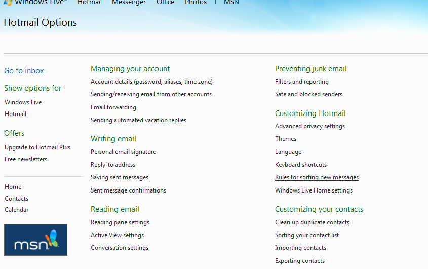 Send or receive emails from other accounts using Hotmail Windows Live