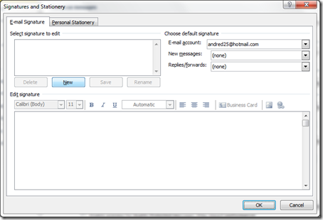 setting up email signature in outlook