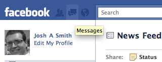 Facebook messages tab