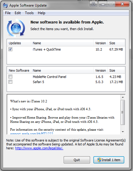 update itunes windows 7