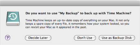 Time machine use as backup disk