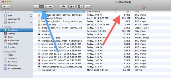 Show the List View in Finder