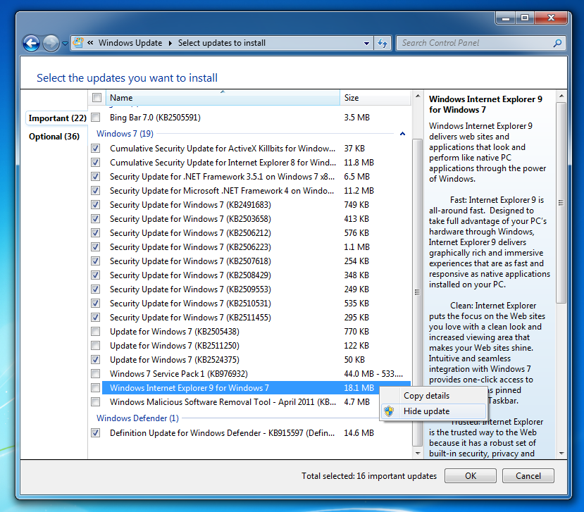 bloquer Internet Explorer à la recherche de la mise à jour Windows