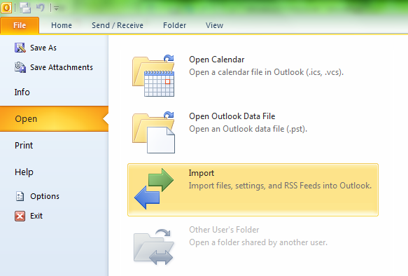 how to export a folder from outlook 2007