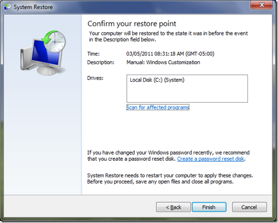 Windows Restore Point