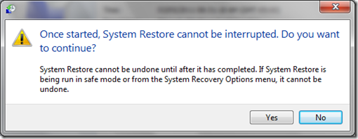 System Restore Warning