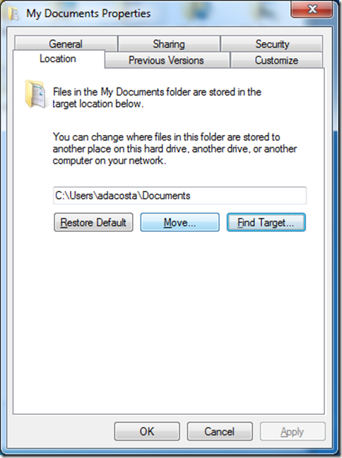 How to redirect a folder in Windows 7