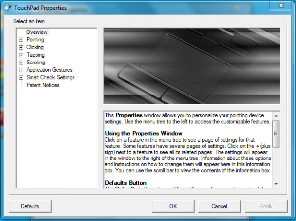 Synaptics Mouse Settings