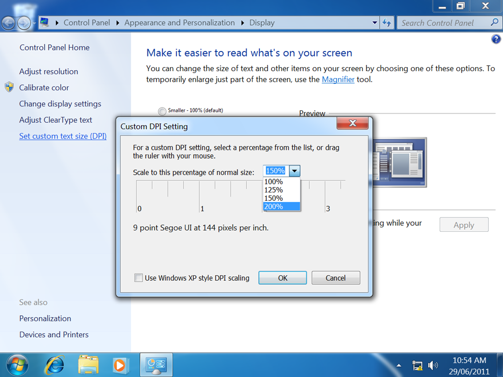 jak zwiększyć rozmiar czcionki w systemie Windows 7