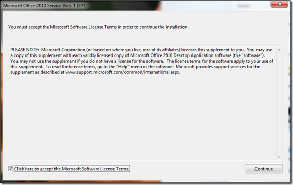 Office 2010 Service Pack 1 install