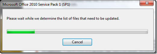 Office 2010 SP1 Installation Continues