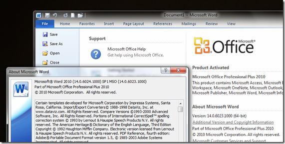 Office 2010 SP1 Confirmation