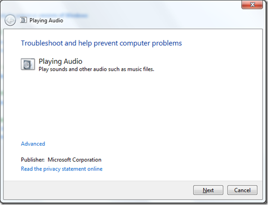 Windows Audio Troubleshooting