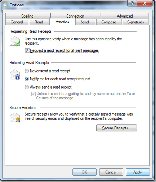 how to add read receipt in outlook mail