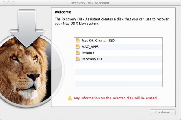 Lion Recovery Disk Assistant