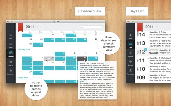 Day One Calendar or List View