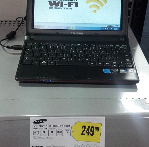 This is the price tag on the netbook, note that the extra $50 isn'tmentioned