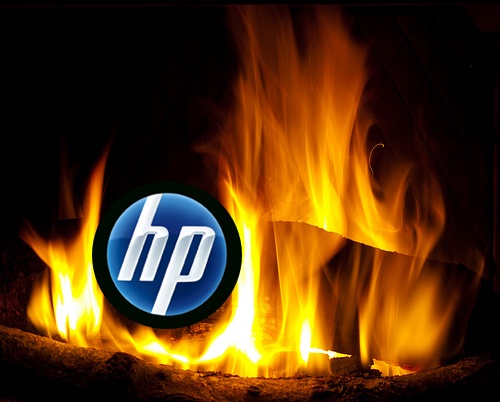 HP logo burning