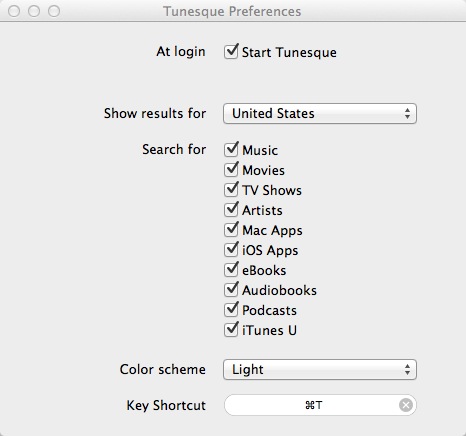 Tunesque Preferences