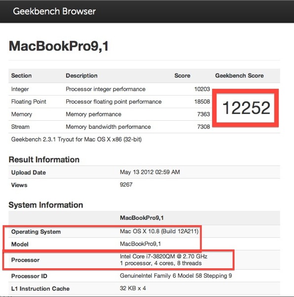 Geekbench Scores show possible new macbook pro
