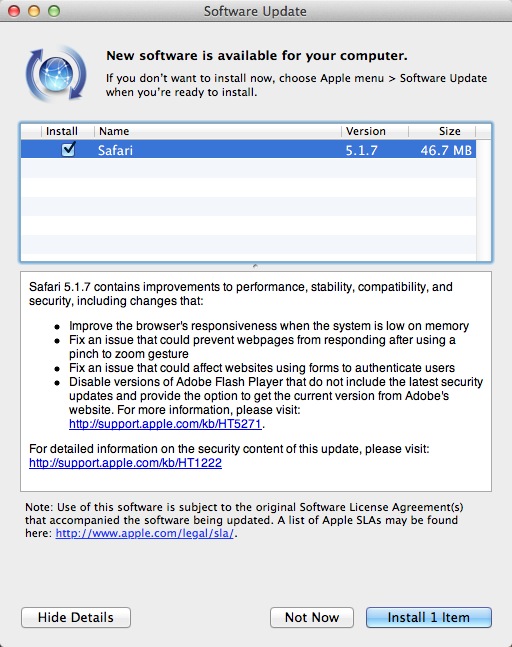 safari updates for mac 10.7 5