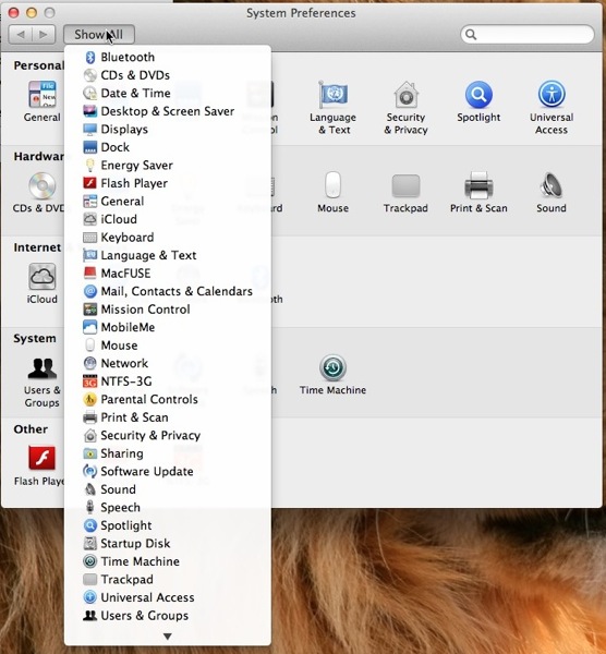 System Preferences Show All