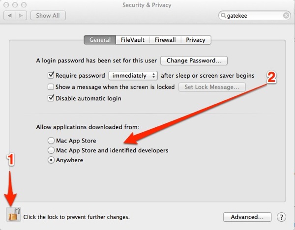 Gatekeeper settings in mountain lion