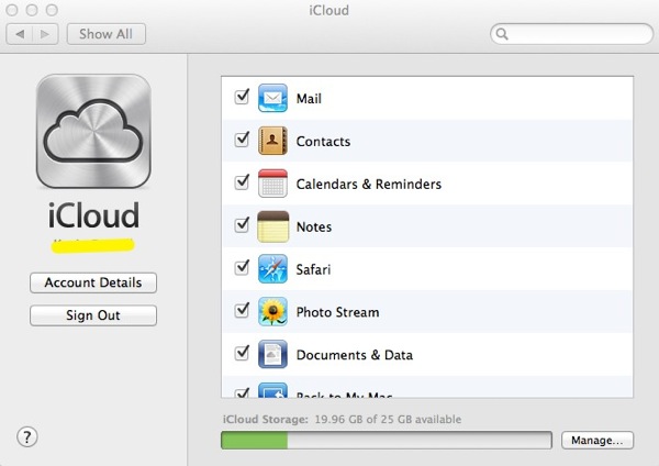 Icloud on mountain lion