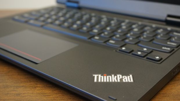 lenovo thinkpad yoga 11e chromebook with lit up icon