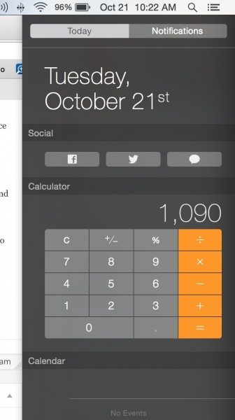 notification calculator in yosemite