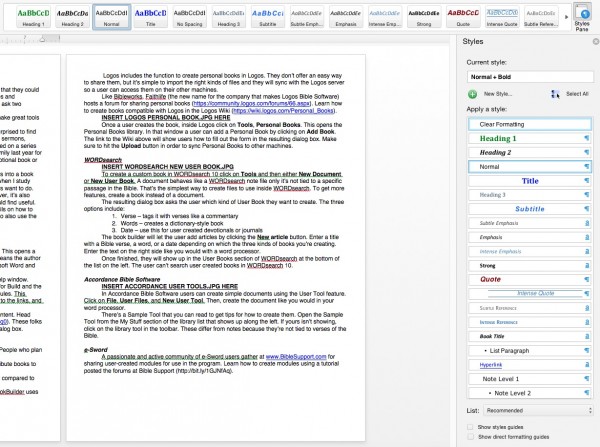 styles pane in word 2016 for mac
