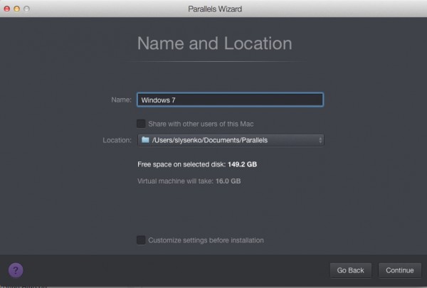 parallels desktop 11 wizard name and location