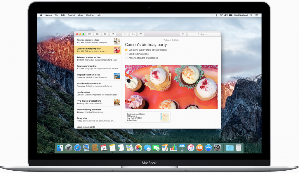 Notes in Mac OS X El Capitan