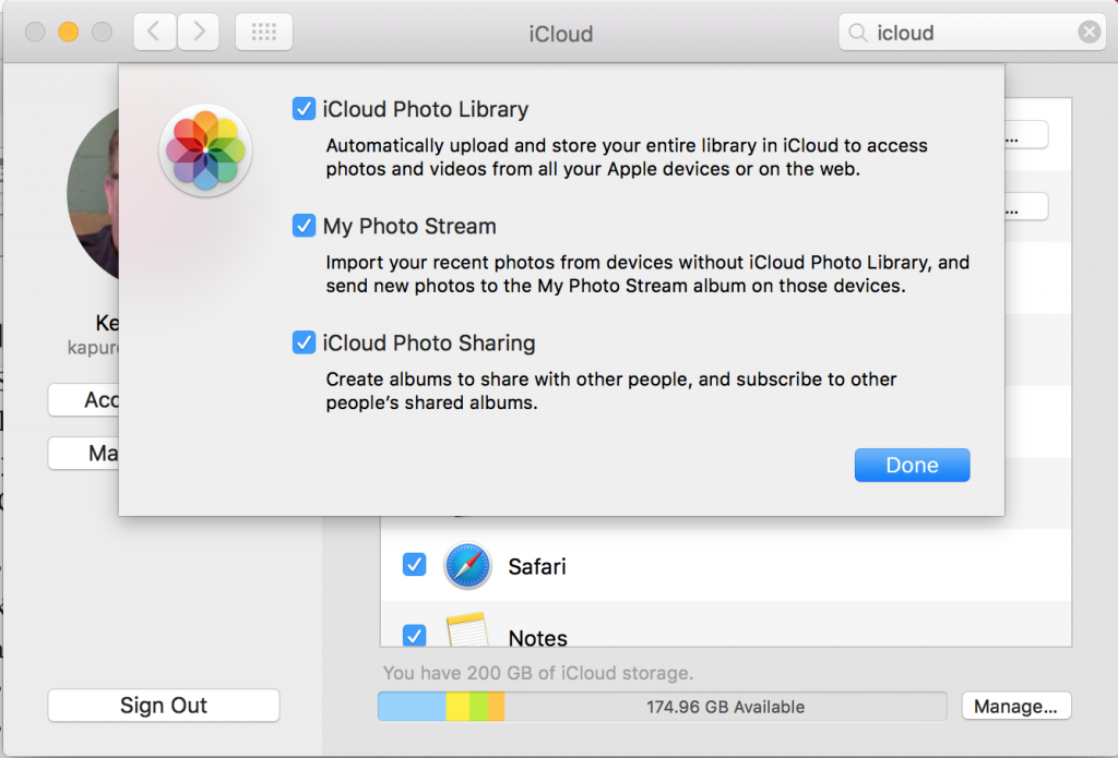 icloud photos options