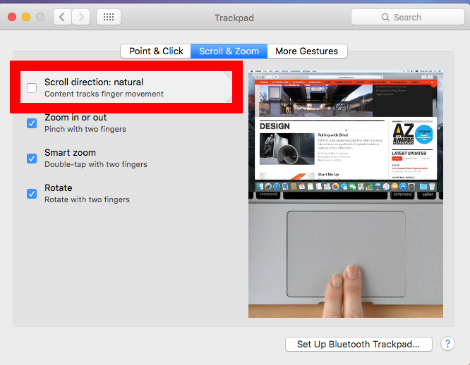 change the setting for your mac trackpad