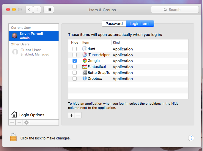 users and groups settings in os x