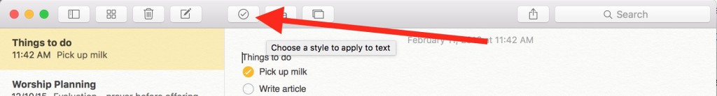 create checklists in os x notes