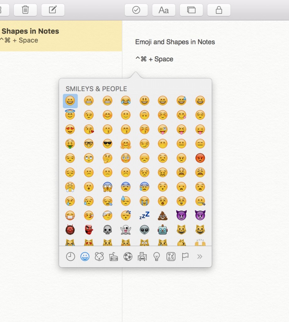 emoji and shapes in os x notes