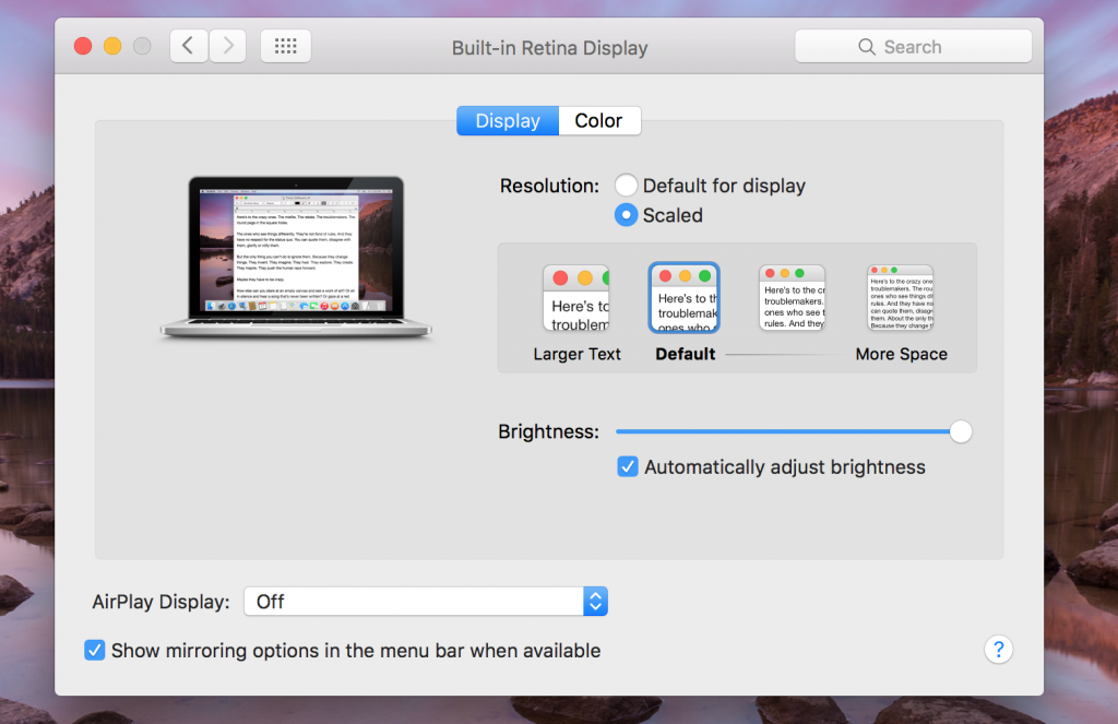 adjust screen width for video on mac