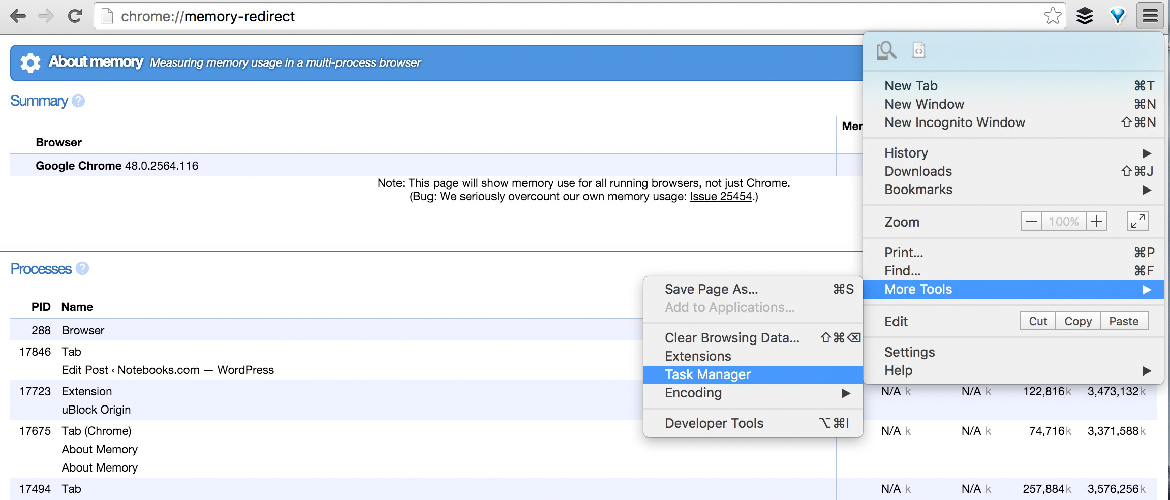 Using the Chrome Task Manager to Find In-Browser Miners