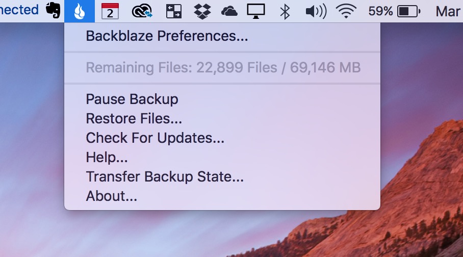 backblaze menu bar